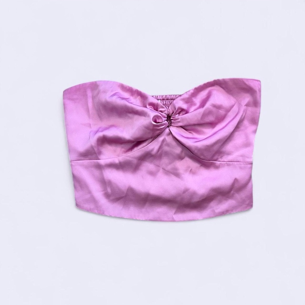 Abercrombie & Fitch Strapless Satin Top Majenta